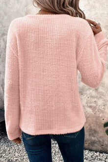 Zachte Textuur Crewneck Trui - maat S Roze