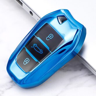 Zachte Tpu Auto Smart Key Case Volledige Cover Shell Voor Peugeot 308 408 508 3008 4008 5008 Citroen C4 c4L C6 C3-XR Autoaccessories E-blauw
