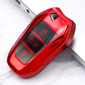 Zachte Tpu Auto Smart Key Case Volledige Cover Shell Voor Peugeot 308 408 508 3008 4008 5008 Citroen C4 c4L C6 C3-XR Autoaccessories E-rood