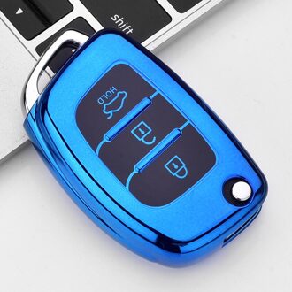 Zachte Tpu Autosleutel Case Cover Voor Hyundai Ix25 Ix35 I10 I20 Solaris Tucson Sonata Santa Fe Sport Elantra Creta verna blauw Case