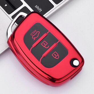 Zachte Tpu Autosleutel Case Cover Voor Hyundai Ix25 Ix35 I10 I20 Solaris Tucson Sonata Santa Fe Sport Elantra Creta verna rood Case
