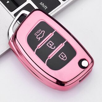 Zachte Tpu Autosleutel Case Cover Voor Hyundai Ix25 Ix35 I10 I20 Solaris Tucson Sonata Santa Fe Sport Elantra Creta verna roze Case