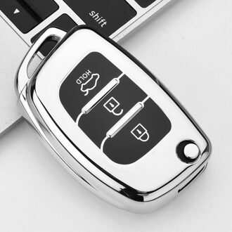Zachte Tpu Autosleutel Case Cover Voor Hyundai Ix25 Ix35 I10 I20 Solaris Tucson Sonata Santa Fe Sport Elantra Creta verna zilver Case