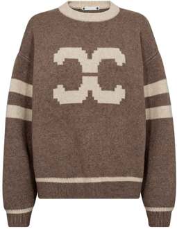 Zachte trui met logo Row  bruin - S,