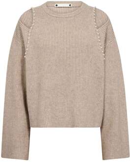 Zachte trui met parels Row  beige - L,