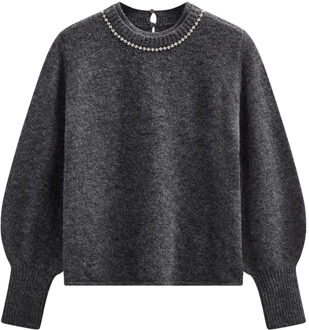 Zachte trui met strass steentjes Ibra  grijs - M,XL,