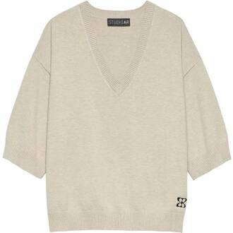 Zachte trui met V-hals Sissy  beige - XS,S,M,L,XL,