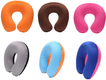 Zachte U Vormige Kussen Rebound Kussen Lucht Opblaasbare Kussen Kantoor Vlucht Reizen Camping Katoen Kussens Hals Verlichten Vermoeidheid willekeurig