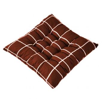 Zachte Vierkante Streep Zitkussen Rugkussen Tie Op Stoel Kussen Sofa Zitkussen Auto Pad Kussen Voor Home Office winte 40X40 Cm koffie