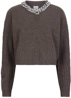 Zachte wollen trui met ketting detail Odean  bruin - 34,36,38,40,