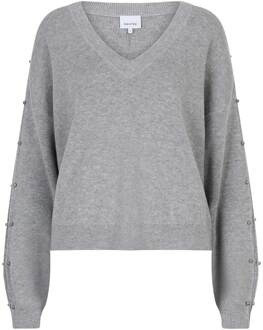 Zachte wolmix trui met studs  grijs - XS,S,M,L,XL,