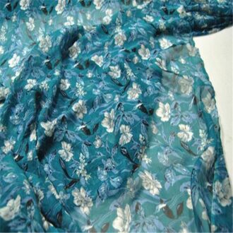 Zachte Zijde Chiffon Bedrukte Stof Voor Vrouwen Lente Jurk Met Bloem Patroon Aantrekkelijk groen