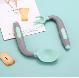Zachte Zuigeling Servies Lepel Voor Baby Gebruiksvoorwerpen Peuter Leren Eten Training Buigbare Set Extra Voedsel Siliconen Lepels groen