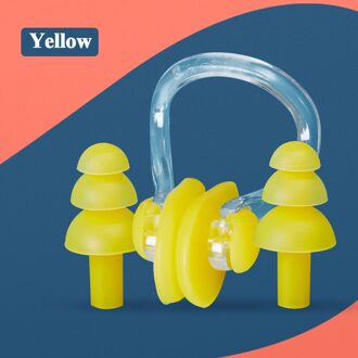 Zachte Zwemmen Oordopjes Neus Clip Case Beschermende Voorkomen Water Bescherming Oor Plug Waterdichte Zachte Siliconen Zwemmen Duik Benodigdheden geel