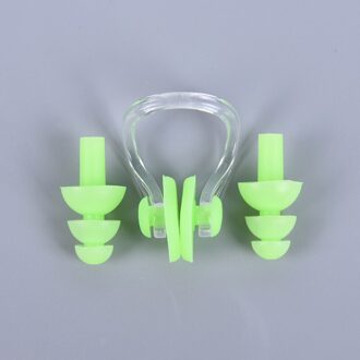 Zachte Zwemmen Oordopjes Neus Clip Case Beschermende Voorkomen Water Bescherming Oor Plug Waterdichte Zachte Siliconen Zwemmen Duik Benodigdheden groen