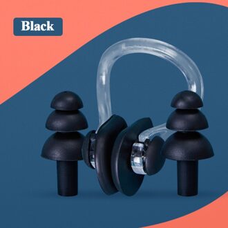 Zachte Zwemmen Oordopjes Neus Clip Case Beschermende Voorkomen Water Bescherming Oor Plug Waterdichte Zachte Siliconen Zwemmen Duik Benodigdheden zwart