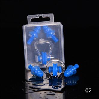 Zachte Zwemmen Oordopjes Neus Clip Met Case Voorkomen Water Bescherming Oor Plug Waterdichte Zachte Siliconen Zwemmen Duik Benodigdheden Blauw
