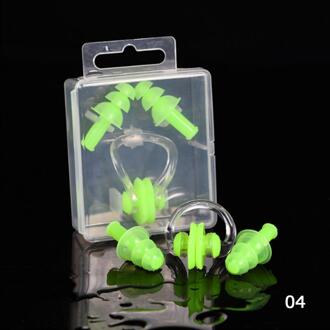 Zachte Zwemmen Oordopjes Neus Clip Met Case Voorkomen Water Bescherming Oor Plug Waterdichte Zachte Siliconen Zwemmen Duik Benodigdheden groen