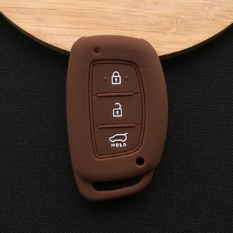 Zad Silicone Autosleutel Case Cover Voor Hyundai Tucson Ix25 I30 Mistra Accent IX35 Solaris 3 Knoppen Smart Key auto Accessoires Bruin