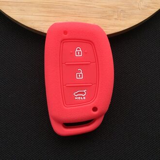 Zad Silicone Autosleutel Case Cover Voor Hyundai Tucson Ix25 I30 Mistra Accent IX35 Solaris 3 Knoppen Smart Key auto Accessoires Glow rood