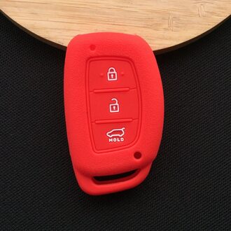 Zad Silicone Autosleutel Case Cover Voor Hyundai Tucson Ix25 I30 Mistra Accent IX35 Solaris 3 Knoppen Smart Key auto Accessoires Rood