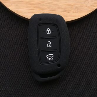 Zad Silicone Autosleutel Case Cover Voor Hyundai Tucson Ix25 I30 Mistra Accent IX35 Solaris 3 Knoppen Smart Key auto Accessoires zwart