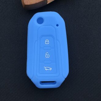 ZAD Siliconen Rubber Autosleutel Case Cover Protector Bag Set Houder voor BAIC MOTOR BJ20 BJ40 20 40 3 Knoppen sleutelhanger Auto Accessoires licht blauw