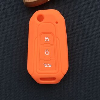 ZAD Siliconen Rubber Autosleutel Case Cover Protector Bag Set Houder voor BAIC MOTOR BJ20 BJ40 20 40 3 Knoppen sleutelhanger Auto Accessoires Oranje