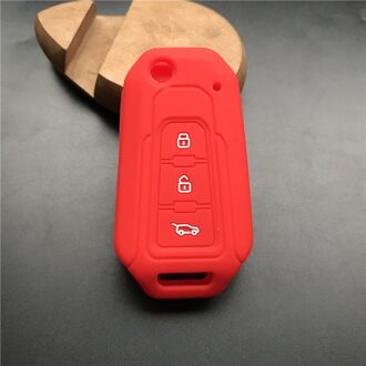 ZAD Siliconen Rubber Autosleutel Case Cover Protector Bag Set Houder voor BAIC MOTOR BJ20 BJ40 20 40 3 Knoppen sleutelhanger Auto Accessoires Rood