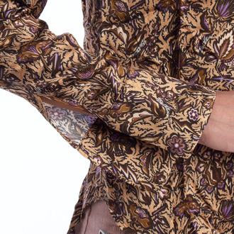 Zadig & Voltaire Bedrukt rucheshirt voor dames WJCD0501F Bruin
