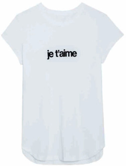 Zadig & Voltaire Klassiek T-Shirt met Je T´aime Print Zadig & Voltaire , White , Dames