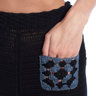 Zadig & Voltaire KWPA00024 Flare-broek in opengewerkt breisel voor dames Zwart