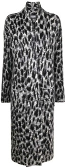 Zadig & Voltaire Leopard Print Mohair Cardigan Coat Zadig & Voltaire , Black , Dames - M,Xs