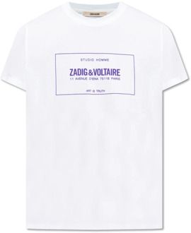 Zadig & Voltaire Ted T-shirt met logo Zadig & Voltaire , White , Heren - Xl,M