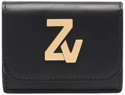 Zadig & Voltaire Zwarte leren portemonnee met ZV-logo Zadig & Voltaire , Black , Dames - ONE Size