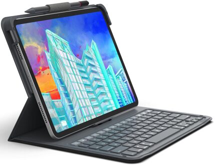 ZAGG Messenger Folio 2 Keyboard Case voor de Apple iPad 11 (2025) 11 inch A16 / iPad 10 (2022) 10.9 inch - QWERTY - Charcoal Grey Grijs
