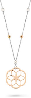 'Zahara' Dames 925 Sterling Zilveren Ketting met Hanger - Zilver/Roze ZK-7182 Zilver en roségoud