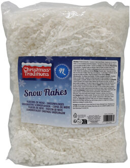 Zak met 4 liter kunst sneeuw vlokken - Decoratiesneeuw Wit