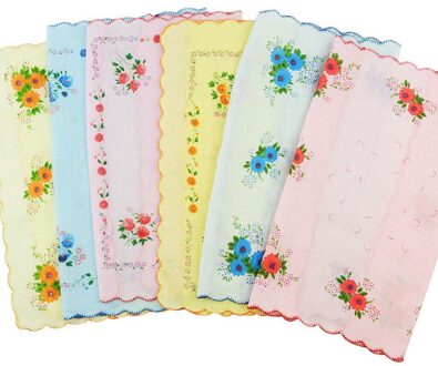 Zakdoek 12Pc Vrouwen Bloemenprint Vintage Zakdoeken Plein Zakdoeken Gedrukt Vierkante Sjaal