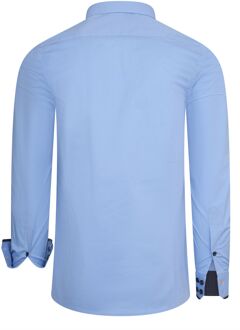 Zakelijk overhemd in een casual design met stretcheffect Blauw - 3XL