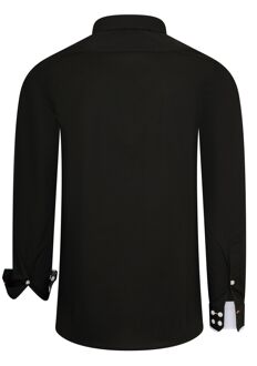 Zakelijk overhemd in een casual design met stretcheffect Zwart - 3XL