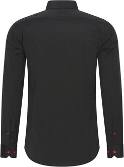 Zakelijk overhemd S - 6XL Slim Fit Premium Katoen-Stretch Zwart/rood