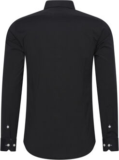 Zakelijk overhemd S - 6XL Slim Fit Premium Katoen-Stretch Zwart/wit - L