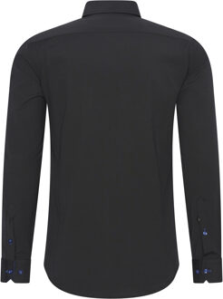 Zakelijk overhemd Slim Fit Premium Katoen-Stretch Zwart - 3XL