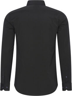 Zakelijk overhemd Slim Fit Premium Katoen-Stretch Zwart - 3XL
