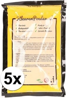 Zakje Holi kleurpoeder - 5x - geel - 100 gram - feestartikelen - Heilig Indiaas kleurenpoeder