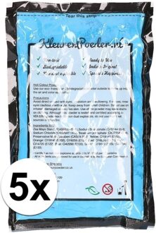 Zakje Holi kleurpoeder - 5x - lichtblauw - 100 gram - feestartikelen - Heilig Indiaas kleurenpoeder