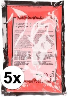Zakje Holi kleurpoeder - 5x - rood - 100 gram - feestartikelen - Heilig Indiaas kleurenpoeder