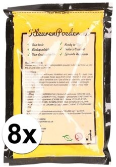 Zakje Holi kleurpoeder - 8x - geel - 100 gram - feestartikelen - Heilig Indiaas kleurenpoeder