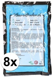 Zakje Holi kleurpoeder - 8x - lichtblauw - 100 gram - feestartikelen - Heilig Indiaas kleurenpoeder